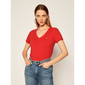Tommy Jeans dámské červené tričko - M (XNL)